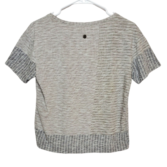 2529 * Prana Free Float Top Stripe Short Sleeve Tee Scoop Neck Gray Size S - Picture 2 of 9